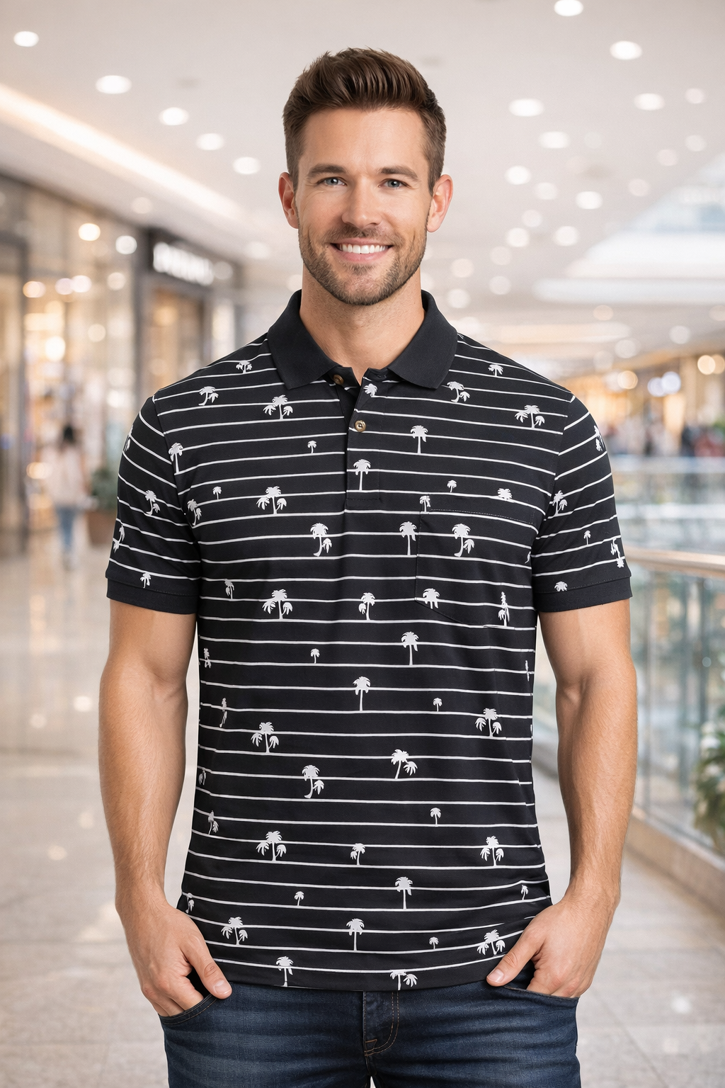 Men’s Palm Tree Printed Polo