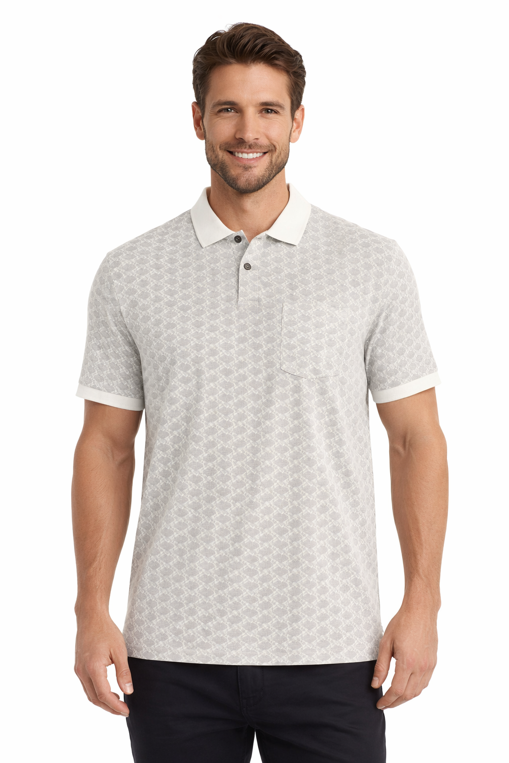 Men’s Textured Printed Polo