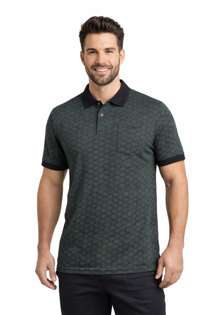 Men’s Textured Printed Polo