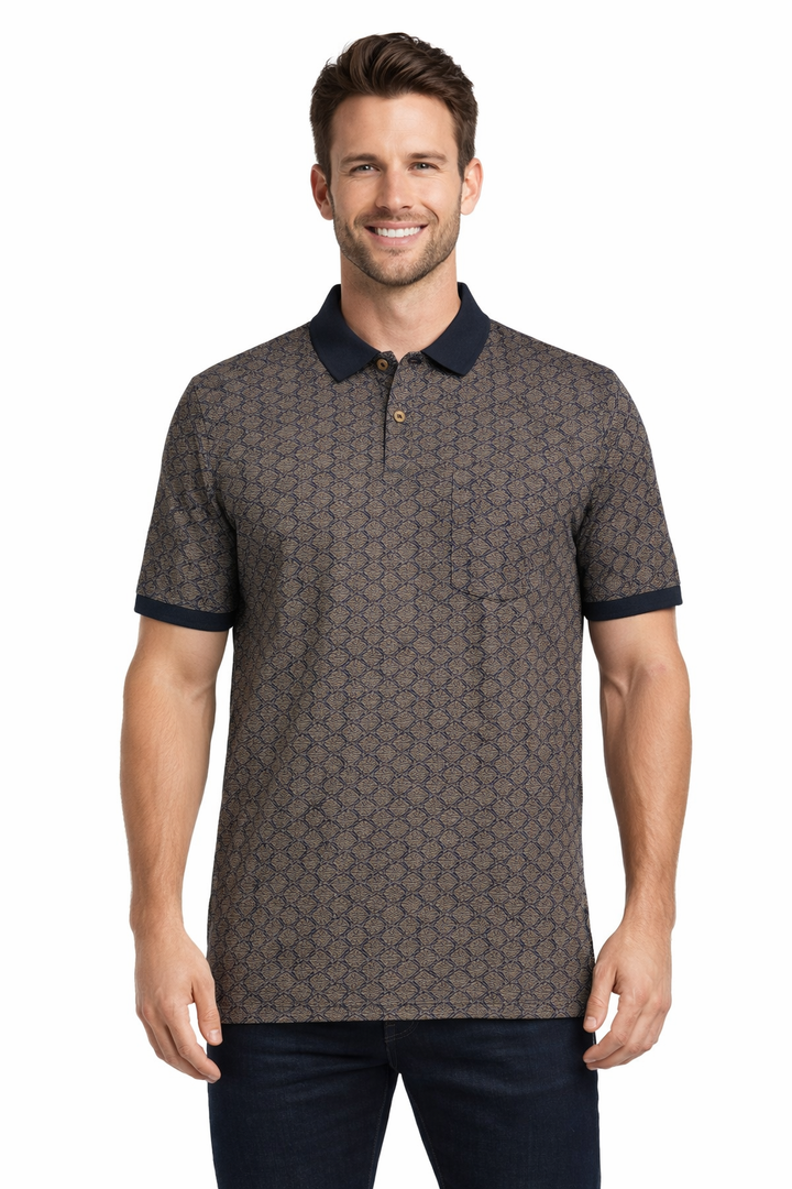 Men’s Textured Printed Polo