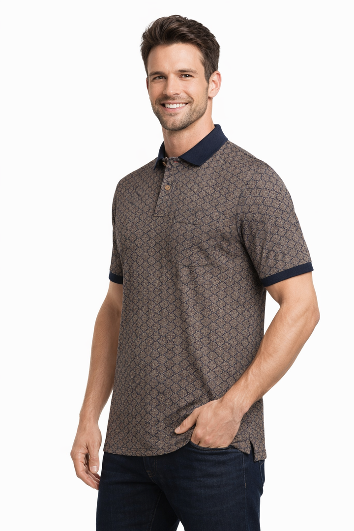 Men’s Textured Printed Polo