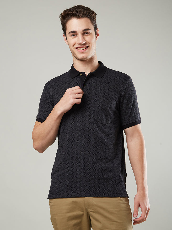 Men’s Textured Printed Polo