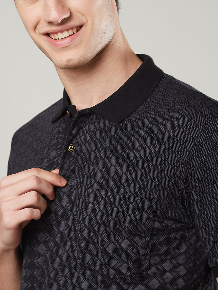 Men’s Textured Printed Polo