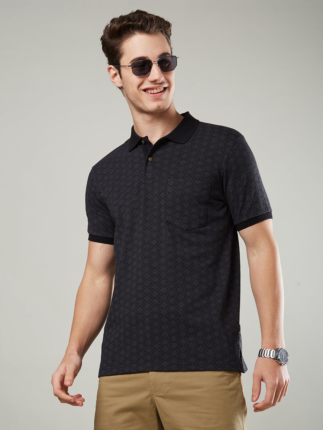 Men’s Textured Printed Polo