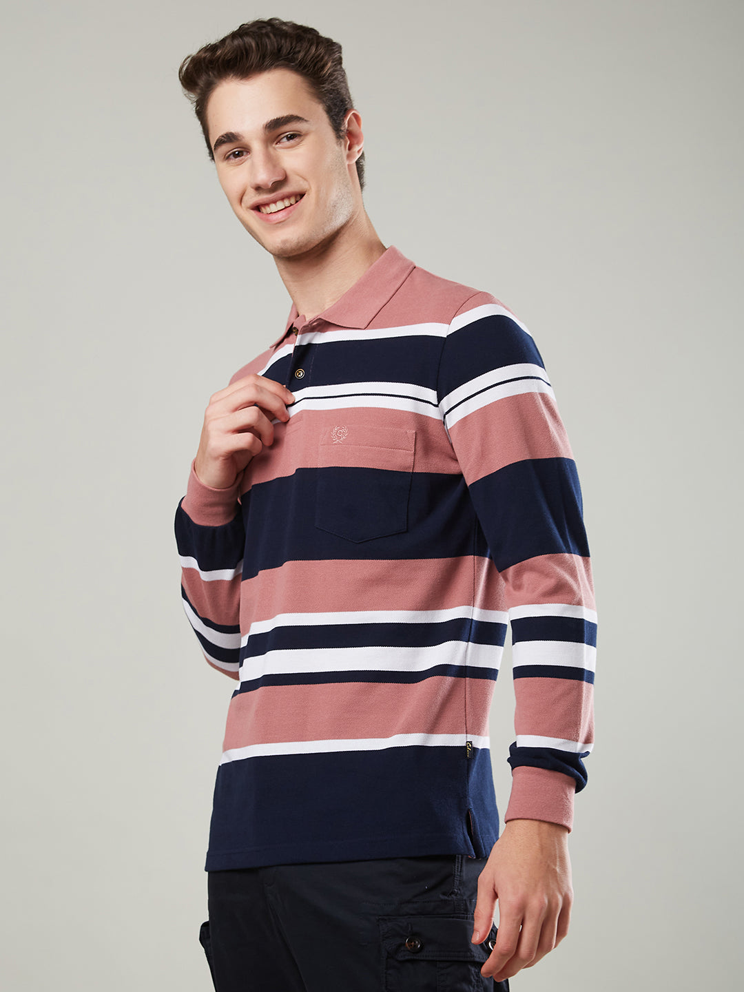 Men’s Striped Polo – Long Sleeve - T-Shirts