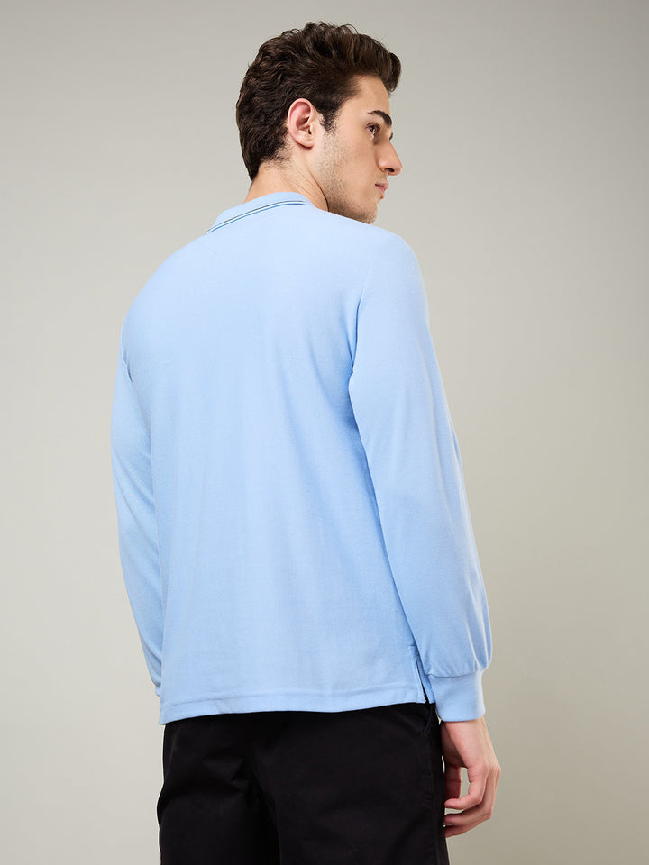 Men's Vertical Striped Long-Sleeve Polo Shirt