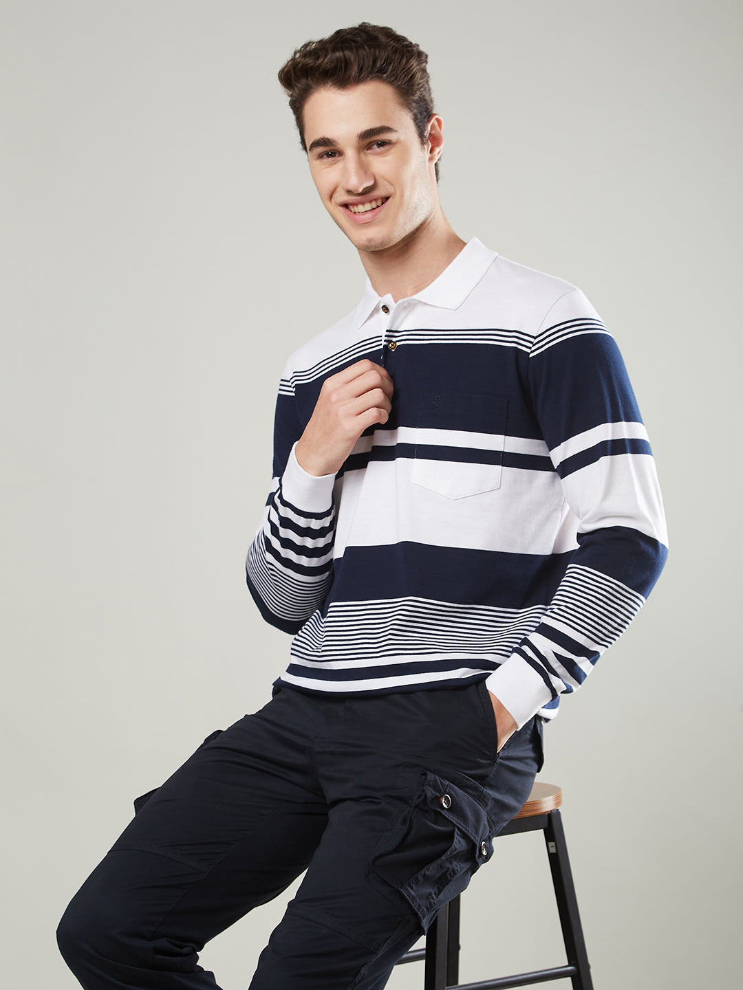 Men’s Striped Polo – Long Sleeve - T-Shirts