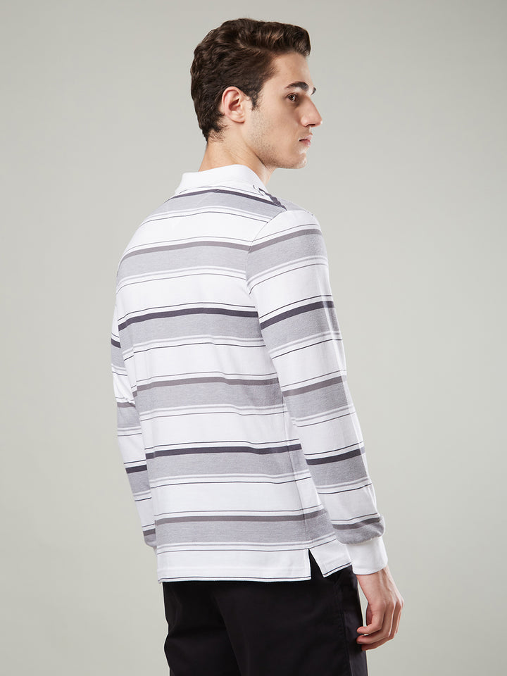 Men’s Striped Polo Cotton Blend – Long Sleeve - T-Shirts