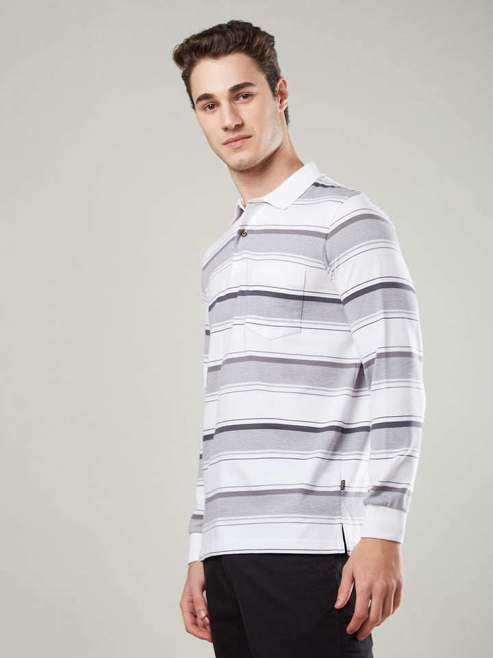 Men’s Striped Polo Cotton Blend – Long Sleeve - T-Shirts