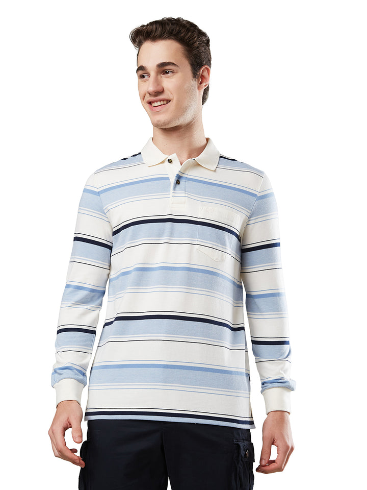 Men’s Striped Polo Cotton Blend – Long Sleeve - T-Shirts