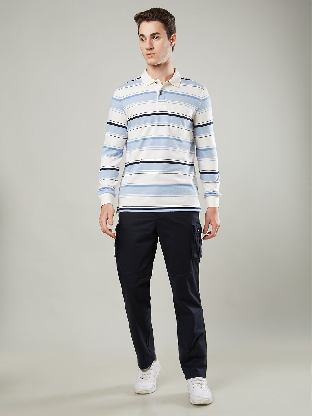 Men’s Striped Polo Cotton Blend – Long Sleeve - T-Shirts