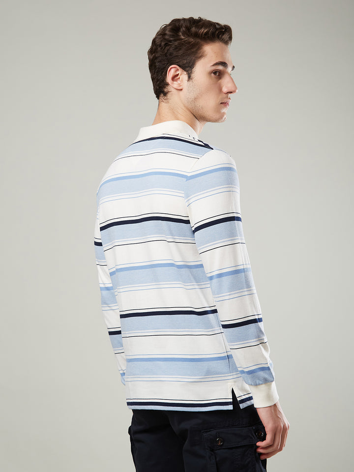 Men’s Striped Polo Cotton Blend – Long Sleeve - T-Shirts