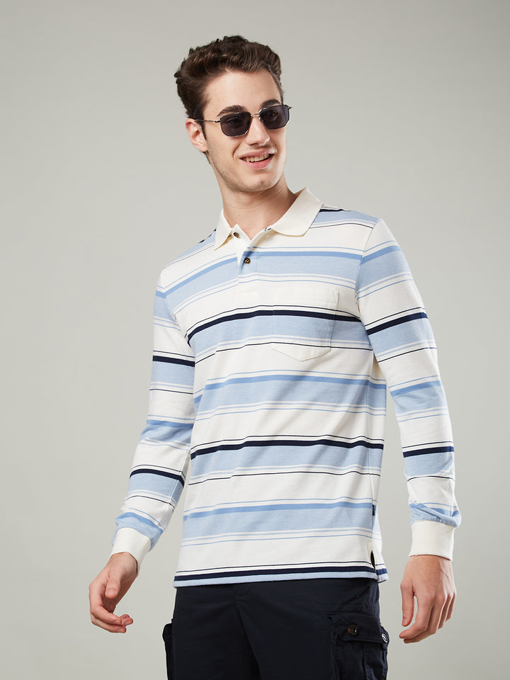 Men’s Striped Polo Cotton Blend – Long Sleeve - T-Shirts