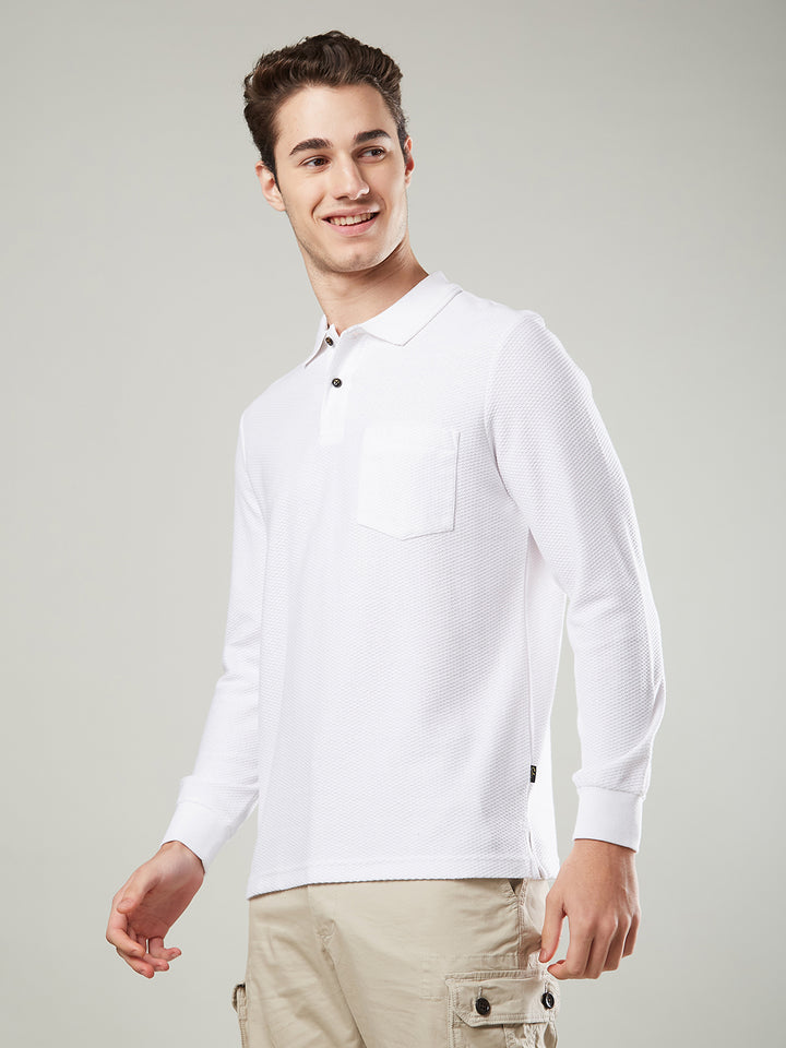 Men’s Jacquard Polo Shirt with Pocket – Full Sleeves