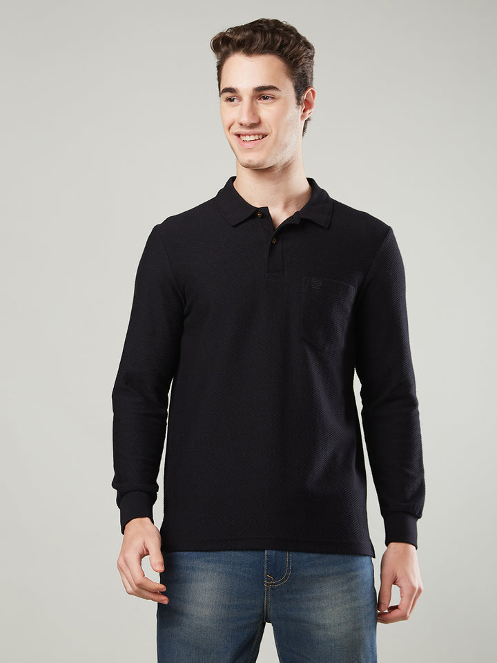 Men’s Jacquard Polo Shirt with Pocket – Full Sleeves