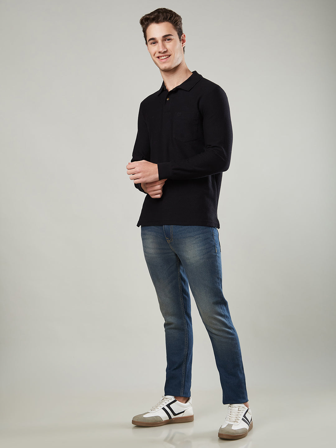 Men’s Jacquard Polo Shirt with Pocket – Full Sleeves