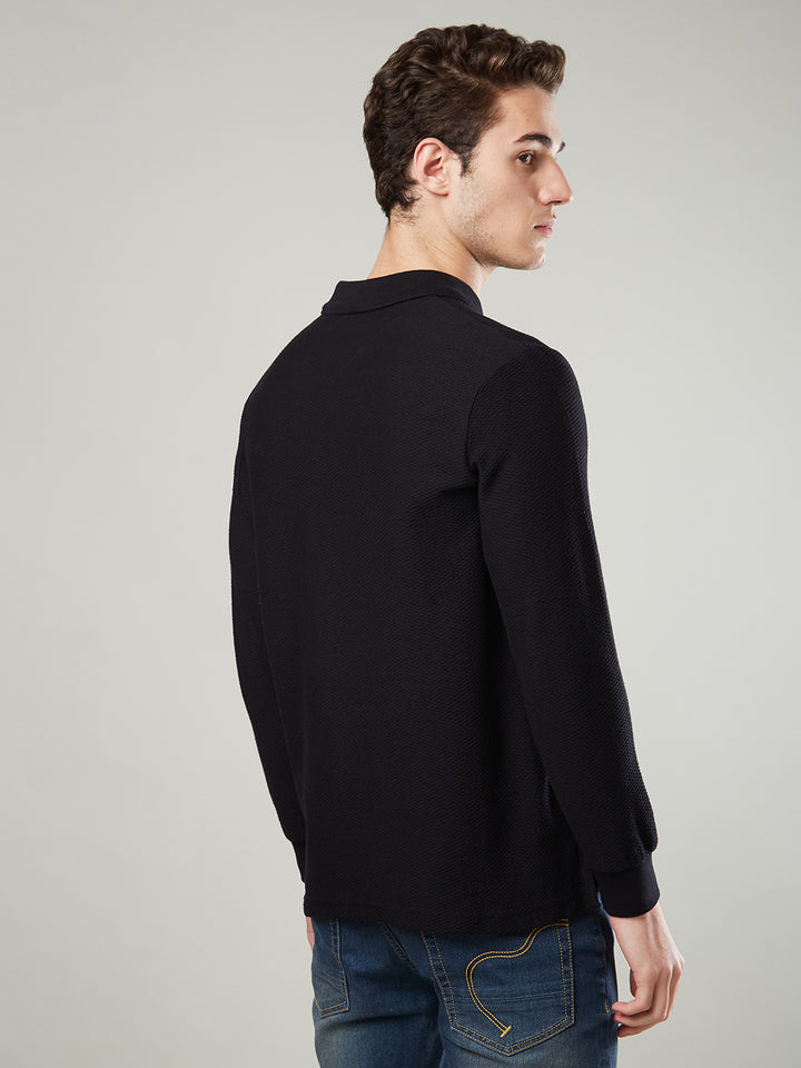 Men’s Jacquard Polo Shirt with Pocket – Full Sleeves