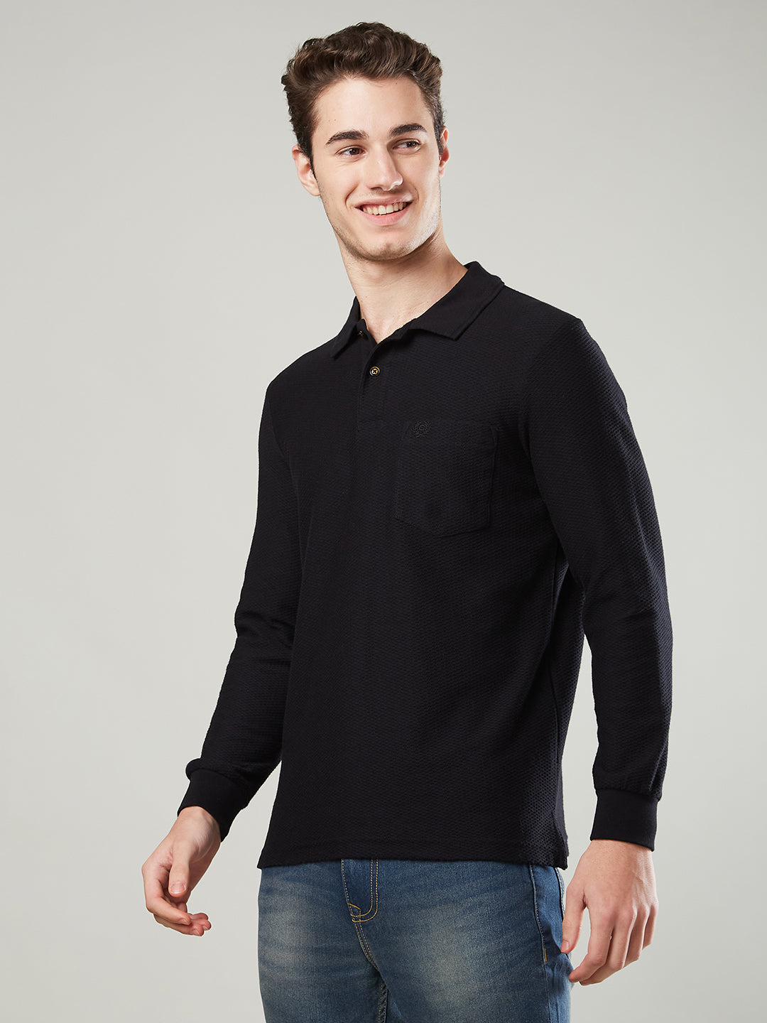 Men’s Jacquard Polo Shirt with Pocket – Full Sleeves