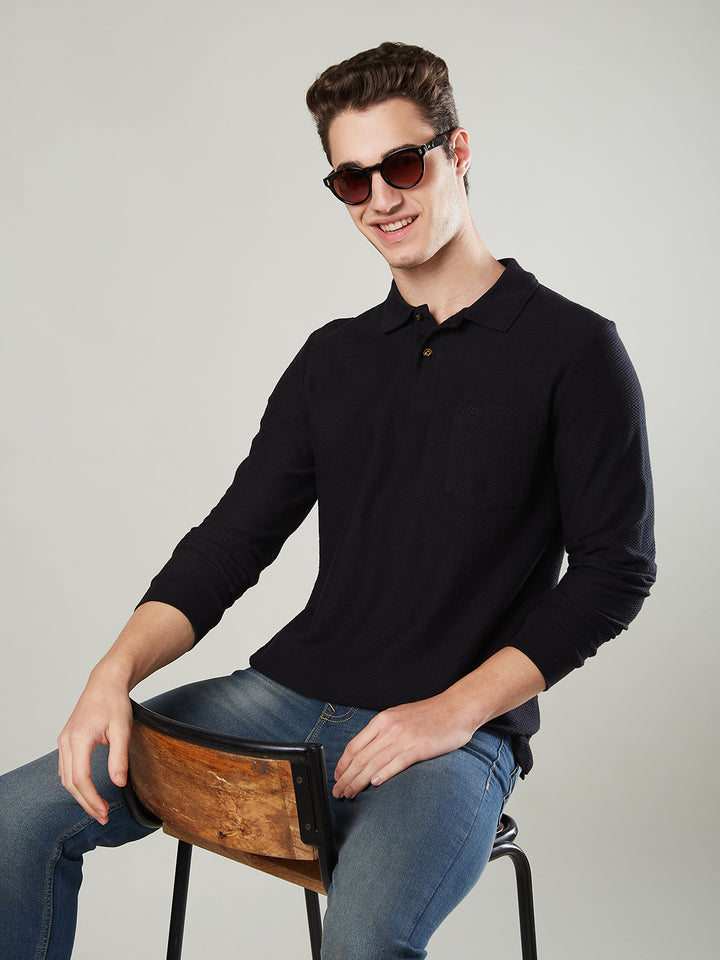 Men’s Jacquard Polo Shirt with Pocket – Full Sleeves