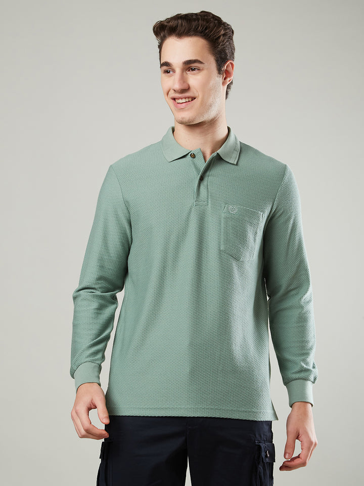 Men’s Jacquard Polo Shirt with Pocket – Full Sleeves