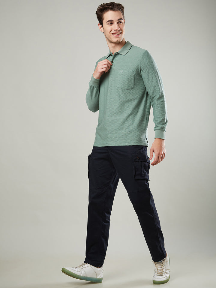 Men’s Jacquard Polo Shirt with Pocket – Full Sleeves