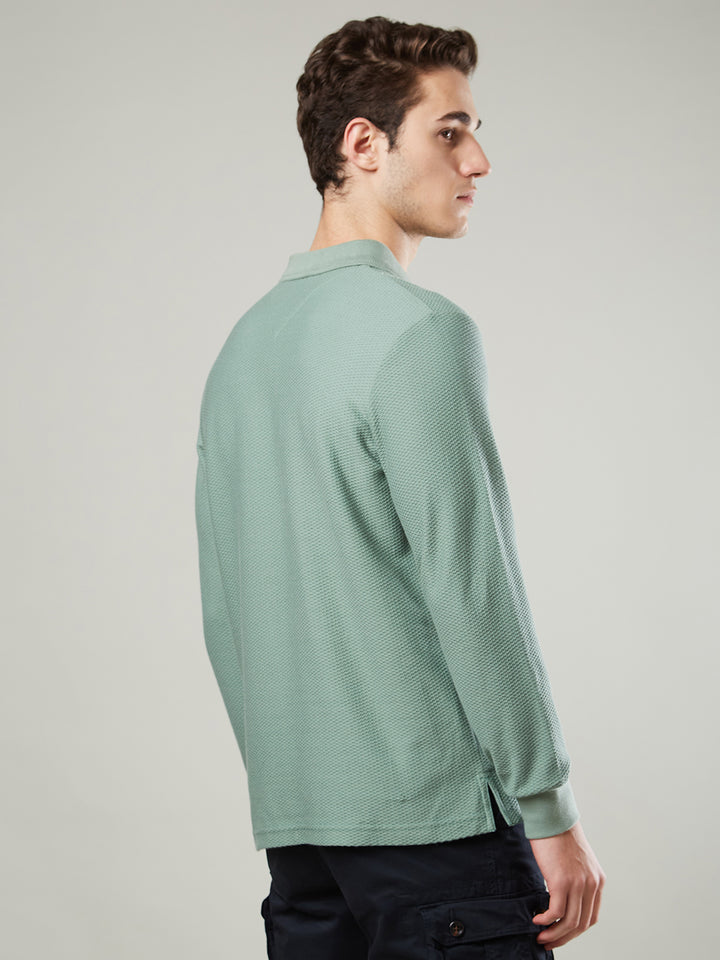 Men’s Jacquard Polo Shirt with Pocket – Full Sleeves