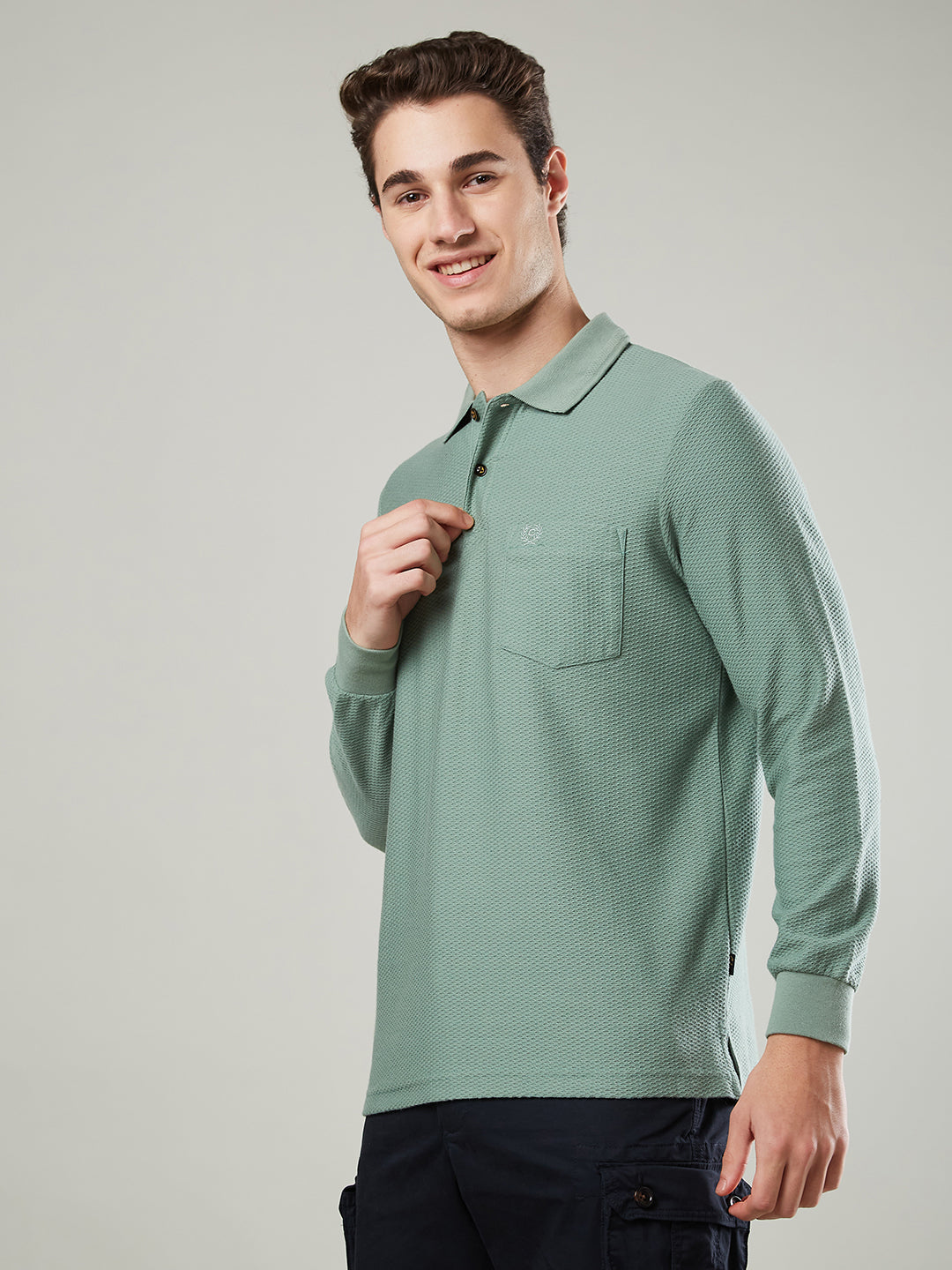 Men’s Jacquard Polo Shirt with Pocket – Full Sleeves