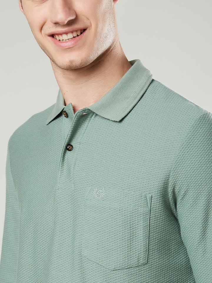 Men’s Jacquard Polo Shirt with Pocket – Full Sleeves