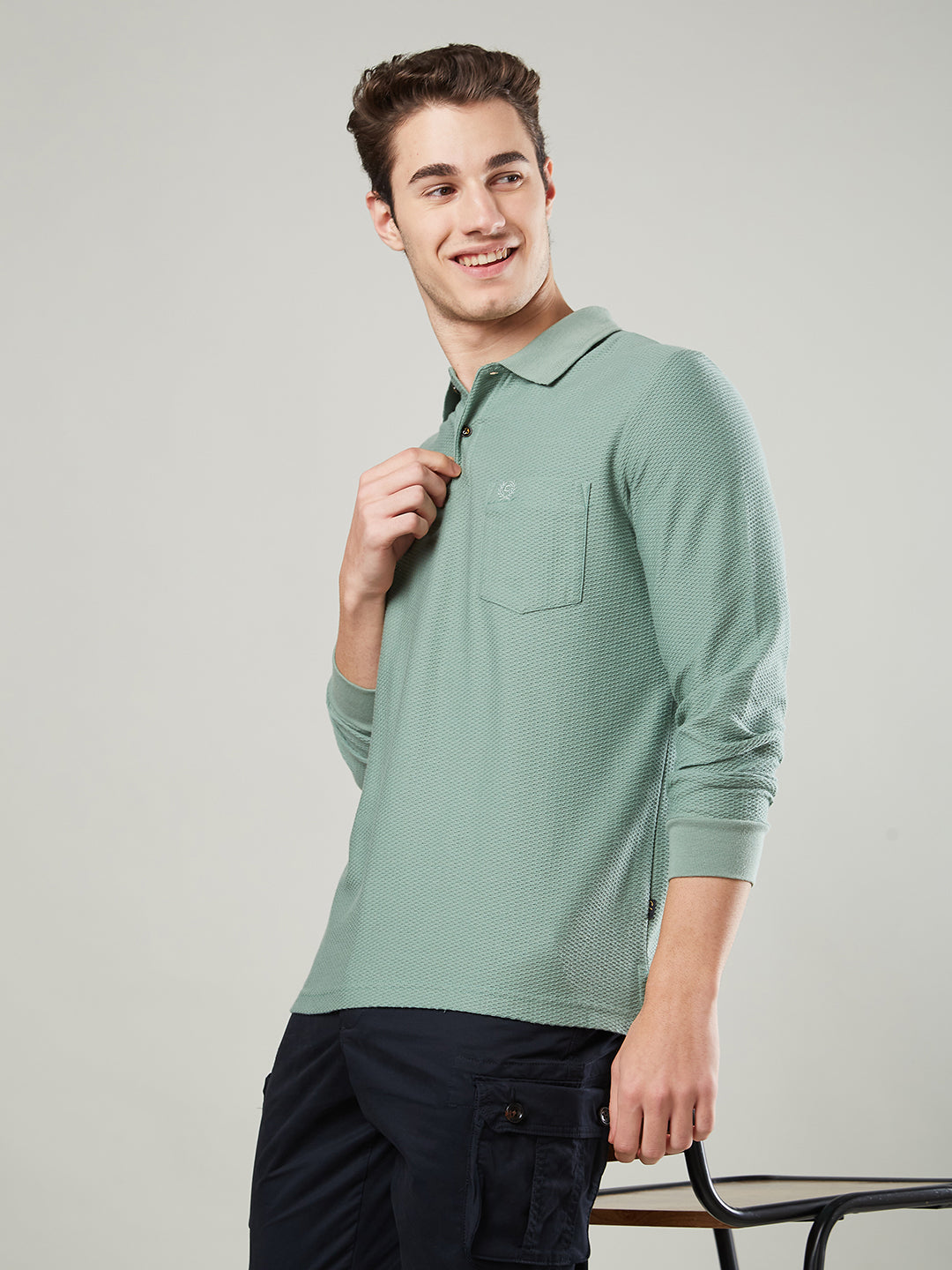 Men’s Jacquard Polo Shirt with Pocket – Full Sleeves