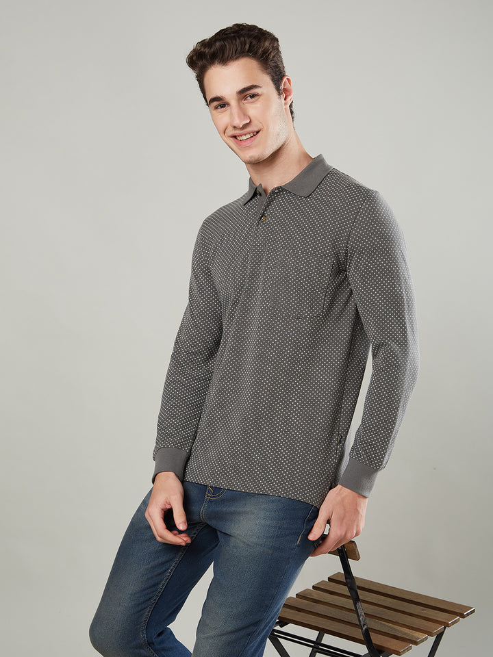 Men’s Jacquard Check Polo – Long Sleeve - T-Shirts