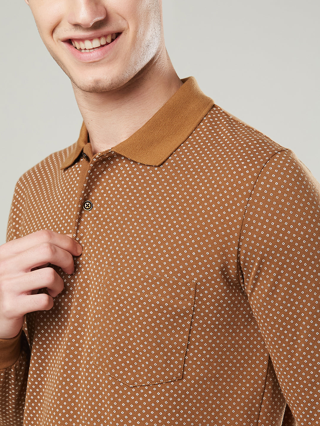 Men’s Jacquard Check Polo – Long Sleeve - T-Shirts