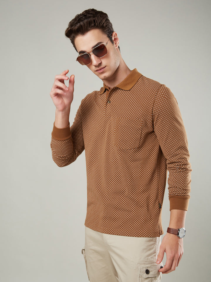 Men’s Jacquard Check Polo – Long Sleeve - T-Shirts