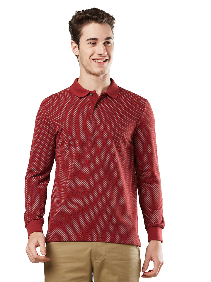 Men’s Jacquard Check Polo – Long Sleeve - T-Shirts
