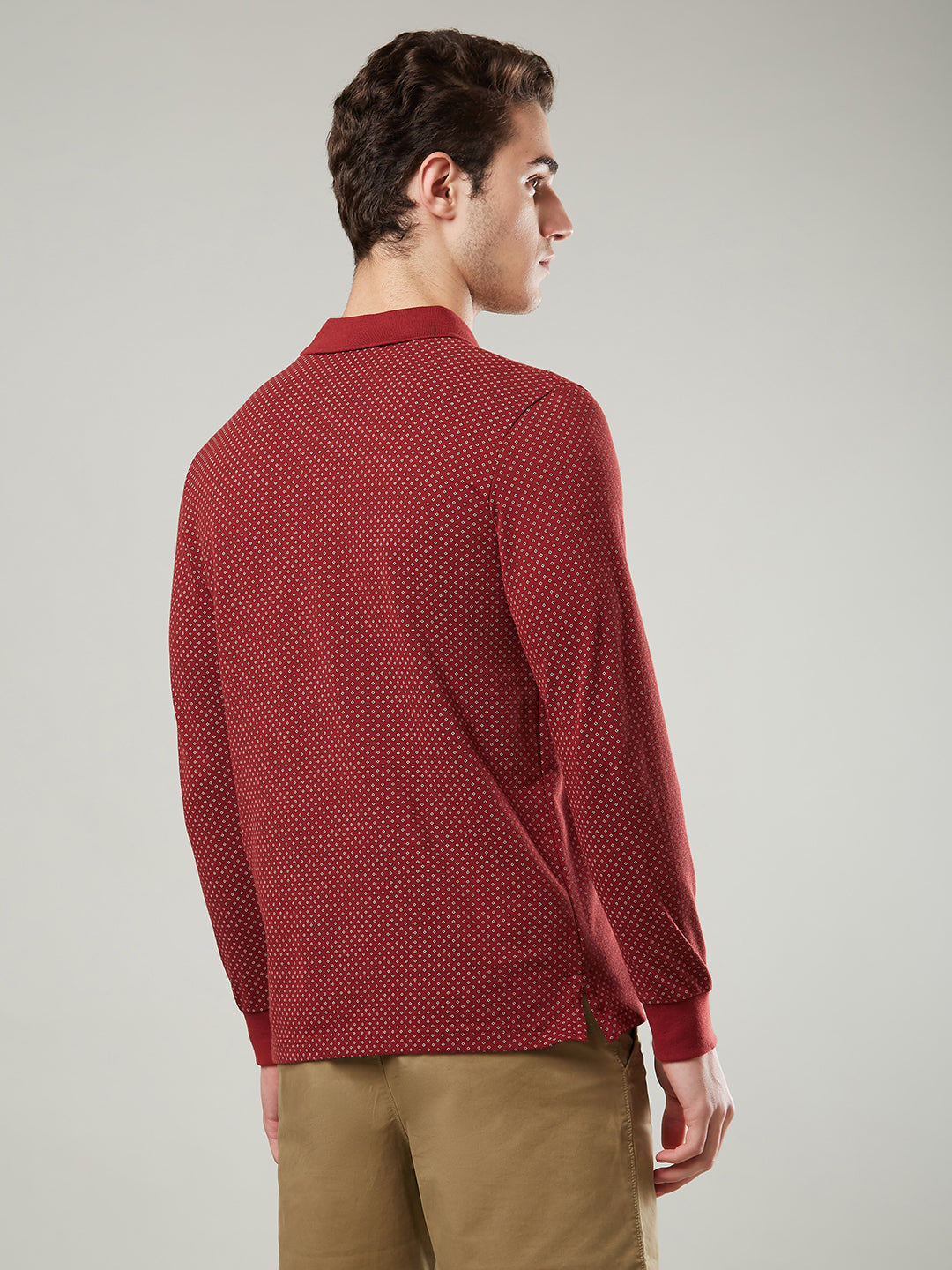 Men’s Jacquard Check Polo – Long Sleeve - T-Shirts