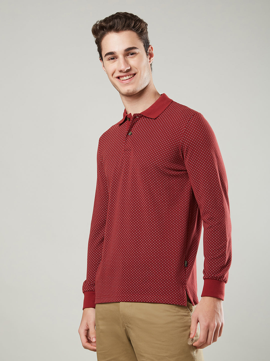 Men’s Jacquard Check Polo – Long Sleeve - T-Shirts