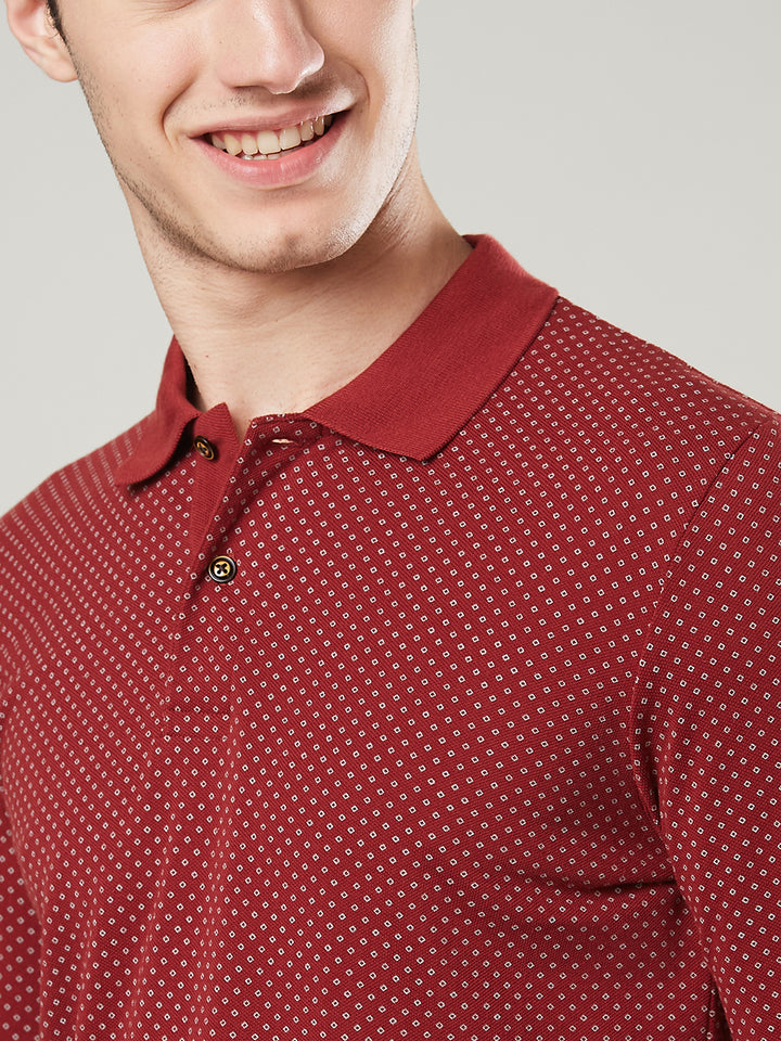 Men’s Jacquard Check Polo – Long Sleeve - T-Shirts