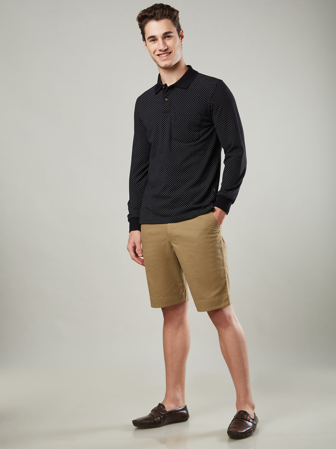 Men’s Jacquard Check Polo – Long Sleeve - T-Shirts