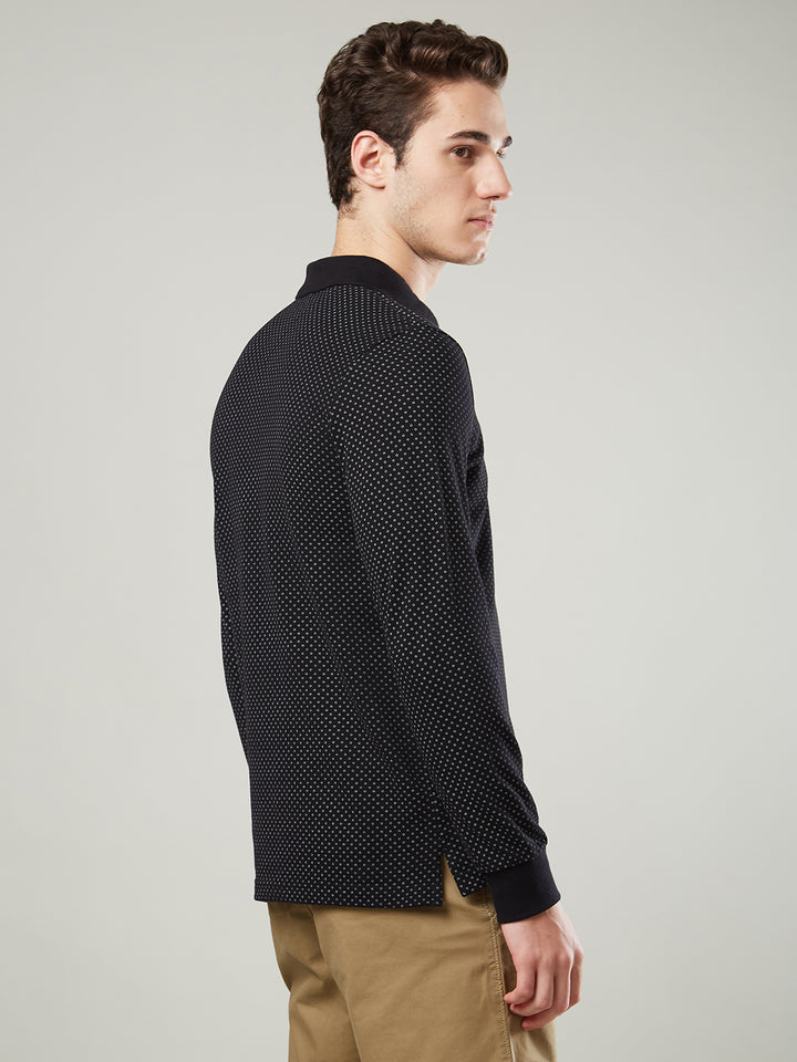 Men’s Jacquard Check Polo – Long Sleeve - T-Shirts