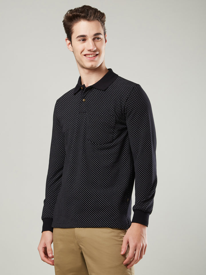 Men’s Jacquard Check Polo – Long Sleeve - T-Shirts