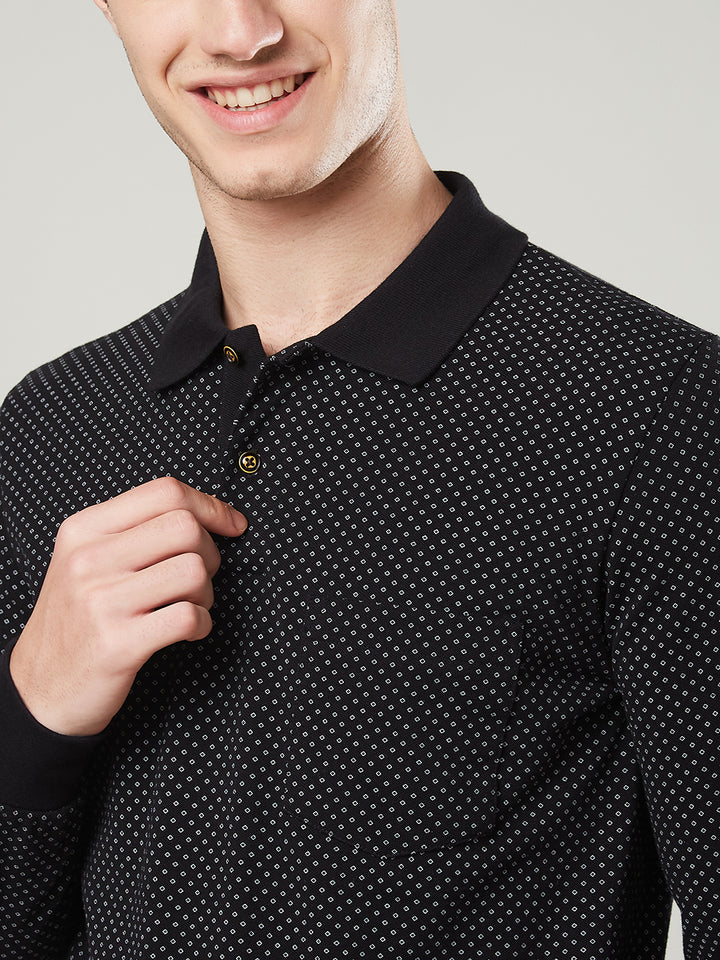 Men’s Jacquard Check Polo – Long Sleeve - T-Shirts