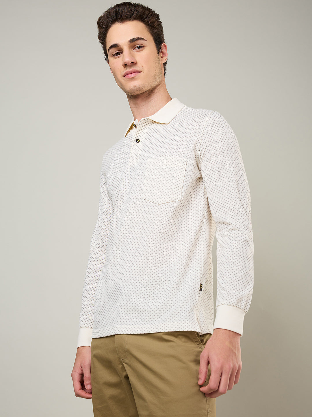 Men’s Jacquard Check Polo – Long Sleeve - T-Shirts