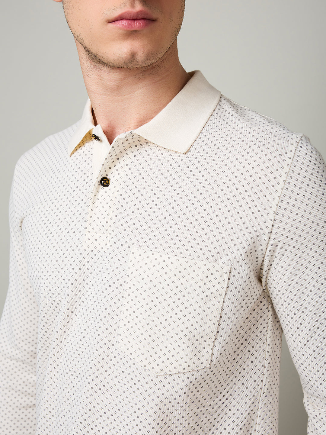 Men’s Jacquard Check Polo – Long Sleeve - T-Shirts