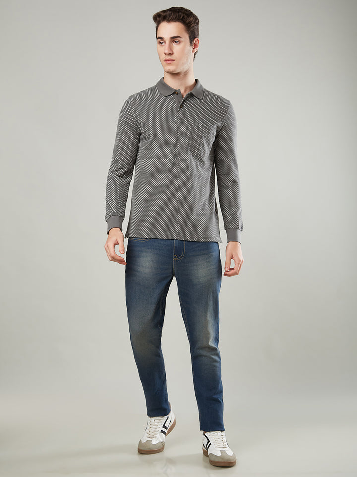 Men’s Jacquard Check Polo – Long Sleeve - T-Shirts