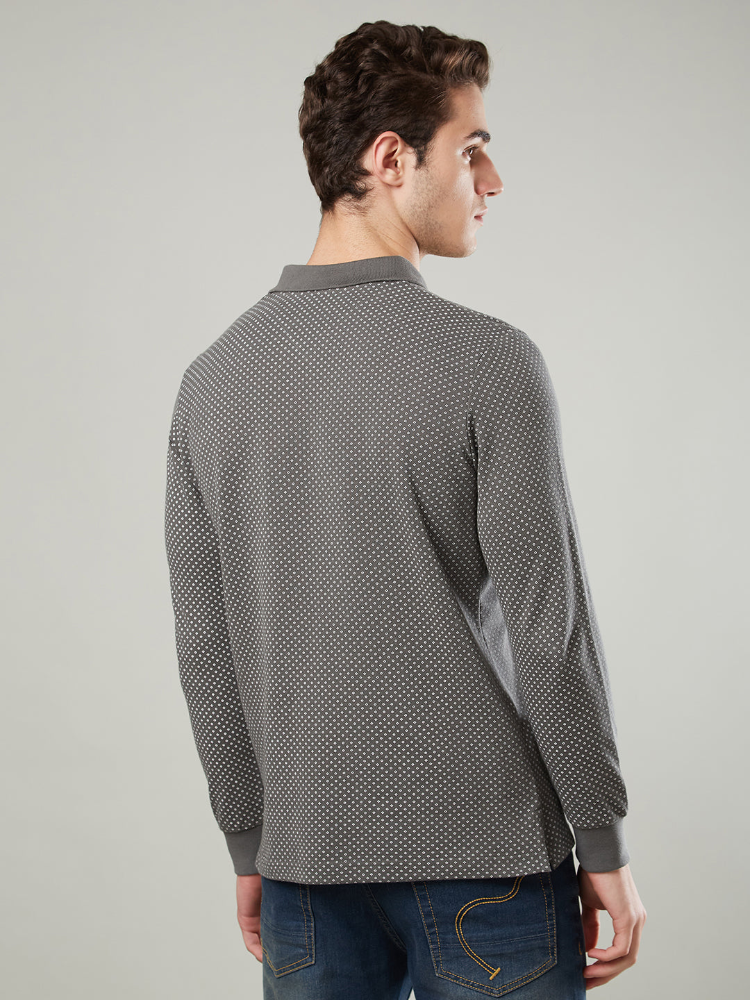 Men’s Jacquard Check Polo – Long Sleeve - T-Shirts
