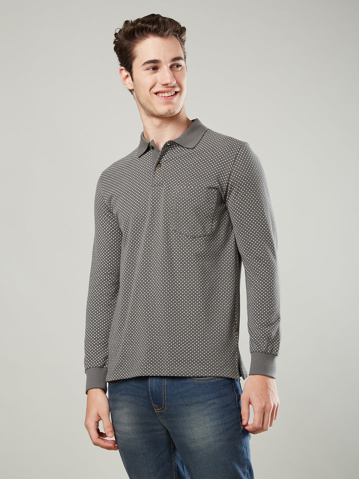 Men’s Jacquard Check Polo – Long Sleeve - T-Shirts