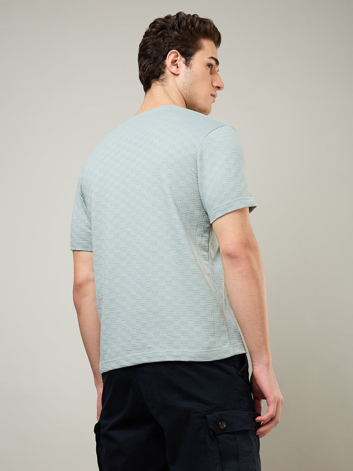 Textured Jacquard Round Neck Tee
