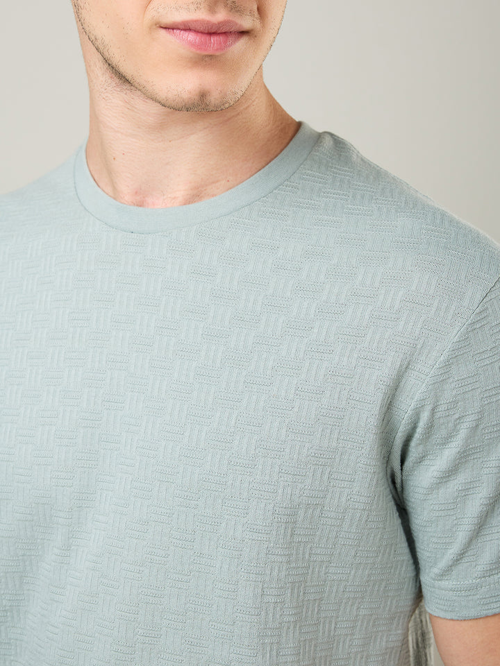Textured Jacquard Round Neck Tee