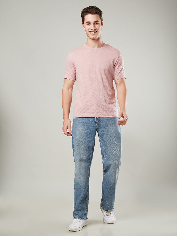 Textured Jacquard Round Neck Tee