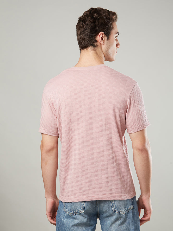Textured Jacquard Round Neck Tee