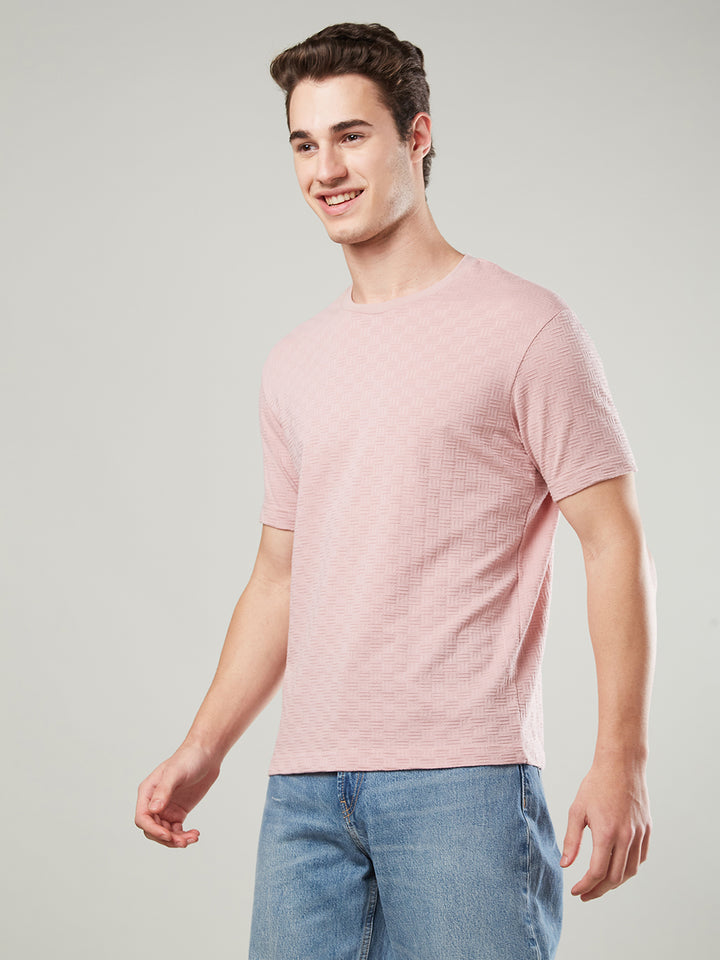 Textured Jacquard Round Neck Tee